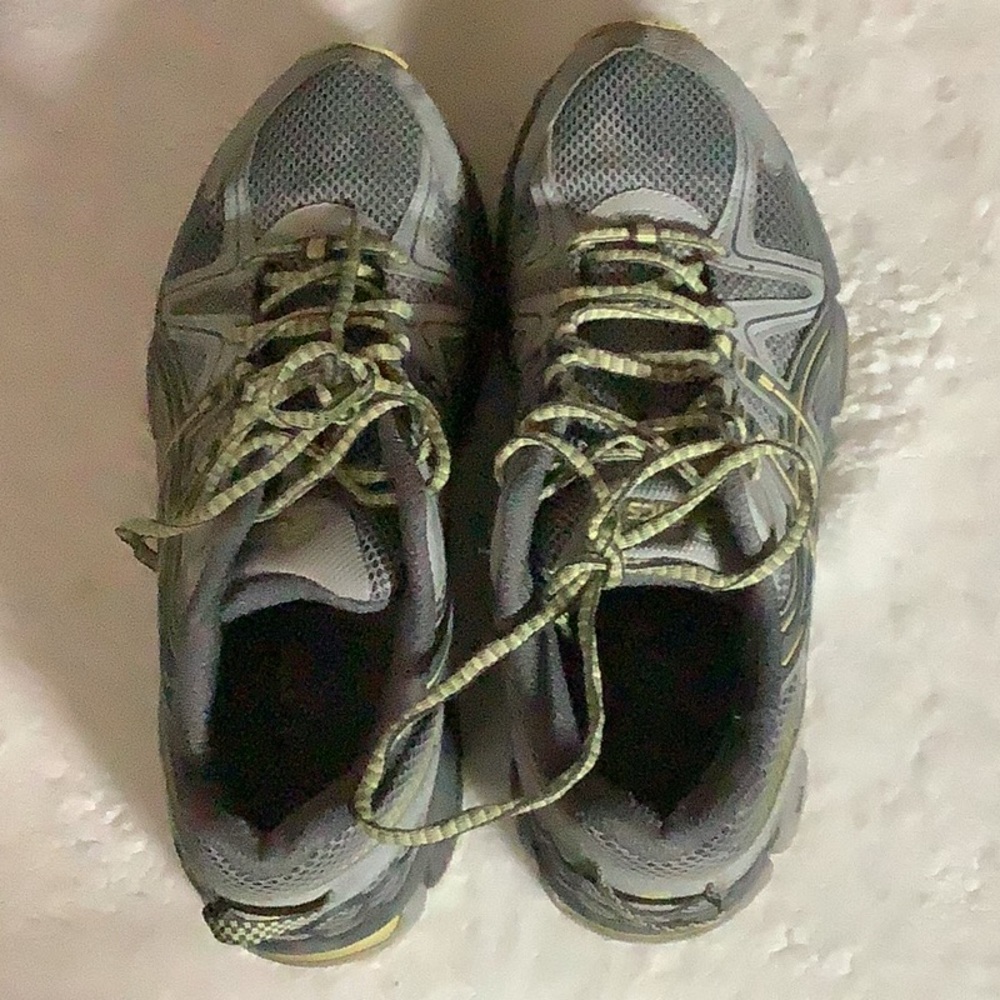 ASICS Gray and Green Athletic Sneakers